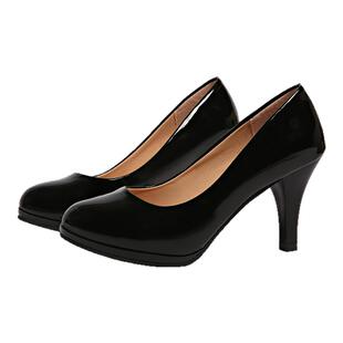大学生礼仪艺考空乘面试高跟鞋女细跟圆头防水台大码工作职业皮鞋