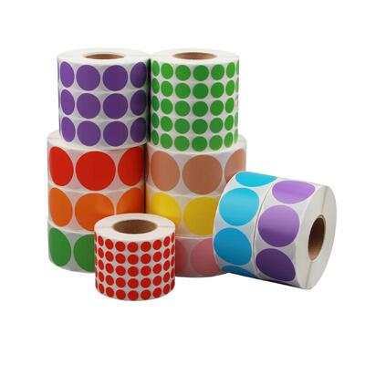 10色彩色圆形铜版纸不干胶标签纸