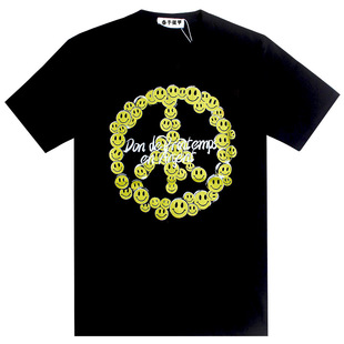 春予银甲原创潮牌情绪急救包笑脸反战和平标女士纯棉圆领短袖t恤