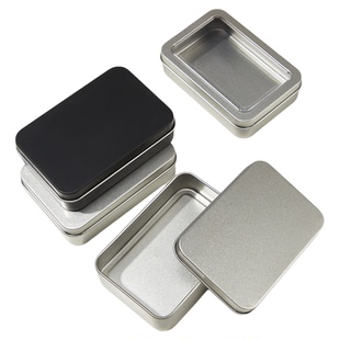 长方形扑克铁盒开窗透视u盘耳塞收纳盒子小五金包装可加印加配托