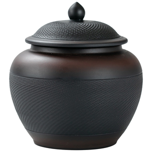 紫陶茶叶罐密封罐陶瓷紫砂大中小号醒茶罐普洱储存罐防潮简约家用