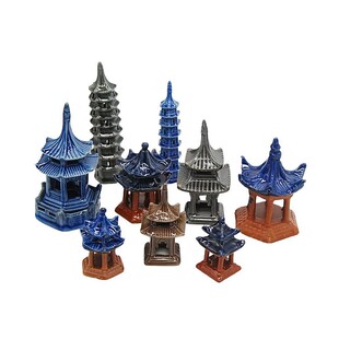 中式陶瓷凉亭塔假山盆景专用陶瓷摆件园林吸水石造景鱼缸水族装饰