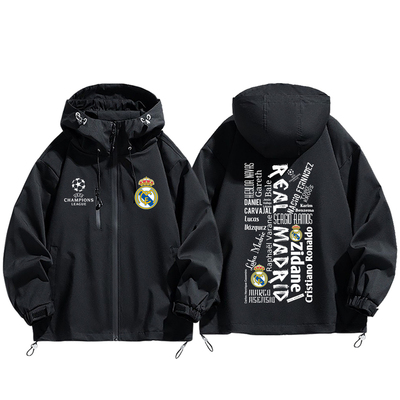 欧冠皇马足球迷队服周边冲锋衣男