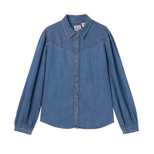 【商场同款】Levi's李维斯女士法式复古休闲宽松牛仔衬衫003P4