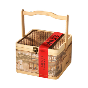 2026新年包装盒礼盒手提竹编篮雪花酥曲奇饼干蛋黄酥盒子空盒定制