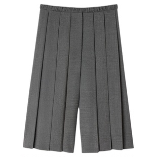 季末6折SANDRO博主同款2025秋冬新款女装高腰松紧阔腿裤休闲短裤