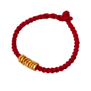 足金999盘缠手链黄金本命年红绳情侣手绳粗新年礼物金饰送男女友