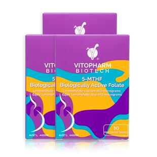 3盒 Vitopharm活性叶酸片孕妇专用400微克备孕男女士赠叶酸检测