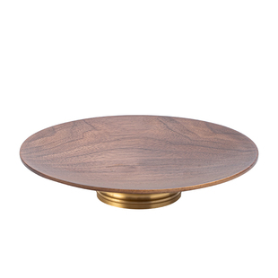 清山胡同复古胡桃木果盘高脚中式茶点盘精致壶承托糕点盘贡品托盘