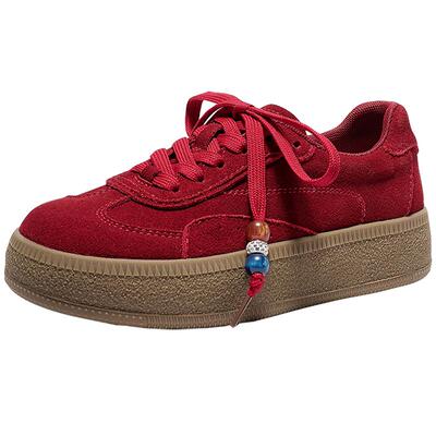 森达红色德训鞋女款26年春新款