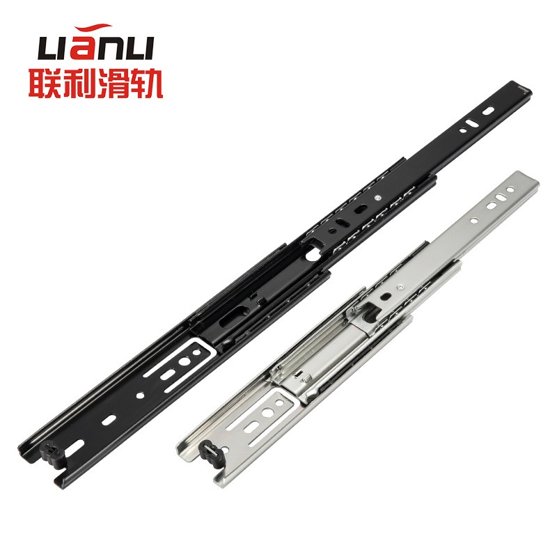 厂家供应35宽三节钢珠轨道抽屉三节滚珠滑轨路轨轨抽屉滑轨电视柜