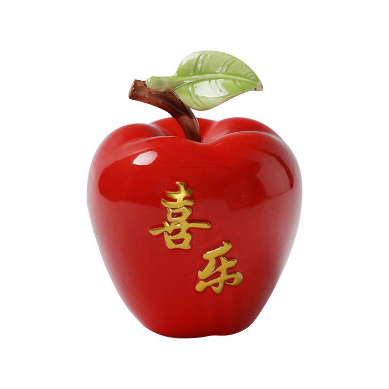 陶瓷苹果摆件平安喜乐乔迁礼品桌装饰摆件