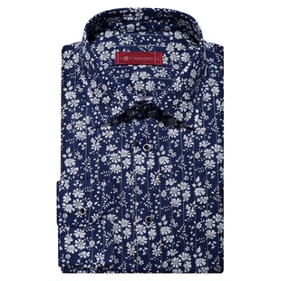 【卓雅系列】LIBERTY进口面料金粉系列卡佩尔纯棉印花衬衫男新品