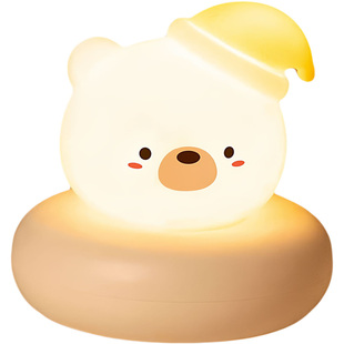 小夜灯卧室睡眠灯萌熊新款夜间声控智能微光床头宿舍床上用充电款