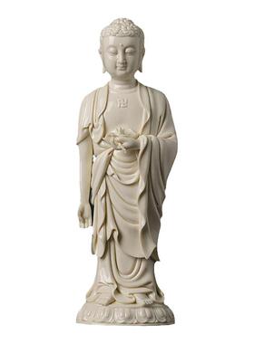 戴玉堂周金田阿弥陀佛站像德化白瓷佛像供奉家用仿古如来陶瓷摆件