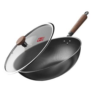 康巴赫铁锅家用无涂层不锈炒锅燃气灶专用炒锅炒菜锅平底锅极铁锅