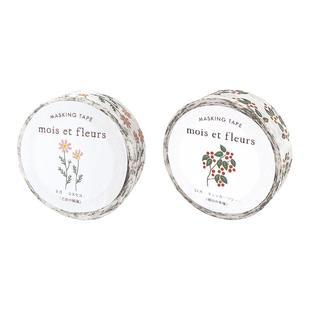 【特惠7折】月份花语印花和纸胶带15mm 7米长可爱手帐装饰手工DIY不同月份图案易撕取可重复使用