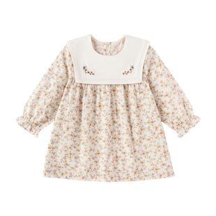 babylove女宝宝连衣裙春秋纯棉婴幼儿外出洋气碎花裙子花栀漫歌