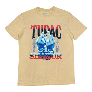 瑕疵胸围104CM美式嘻哈2PAC图派克人像印花短袖水洗T恤男说唱歌手