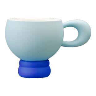 ◤豆豆咖啡杯◢16开景德镇陶瓷咖啡杯情侣杯粉蓝拿铁早餐节日杯子