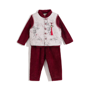 2026新年儿童拜年服宝宝冬季唐装套装男女童汉服中国风周岁礼服