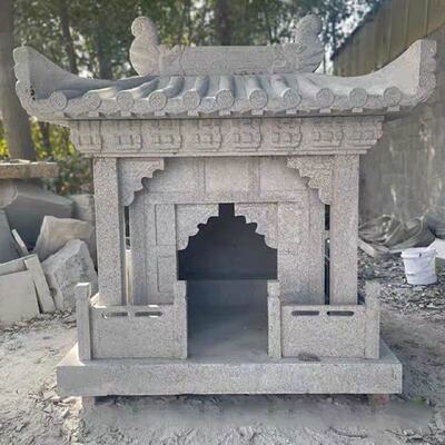 石雕土地庙花岗岩土地公土地婆神龛青石小庙山神石庙家用供奉神龛