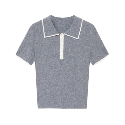 谷邦高级感修身显瘦短袖针织衫