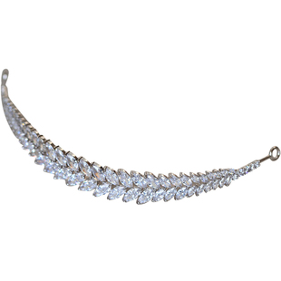 薇薇安设计 赫本风 简约精巧素发冠皇冠锆石水钻闪发饰新娘皇冠