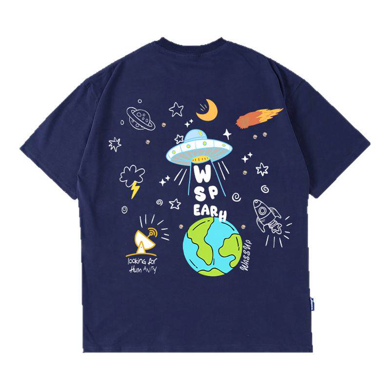 WASSUP星球宇航重磅短袖T恤男
