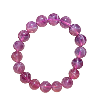 天然星光紫马粉水晶手链饰品女生