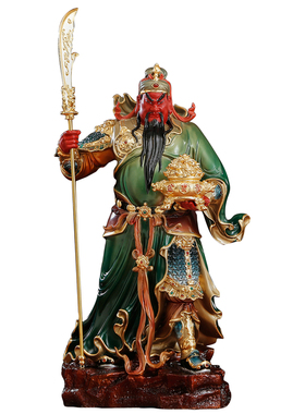 纯铜彩绘关公神像武财神招财摆件