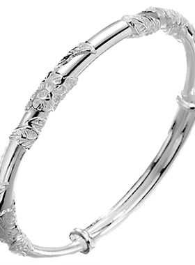 中国风女士足银9999通体实心手镯