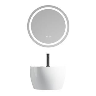 普奥勒圆蛋型壁挂挂墙式洗脸盆洗手盆洗手台小户型悬空挂盆枪灰色