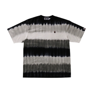 BAPE男装25年秋冬猿人刺绣标撞色条纹滴落特染感短袖T恤002091P