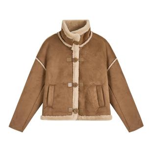 【明星同款】紫涵美拉德麂皮绒外套女冬季新款工装休闲夹克上衣潮