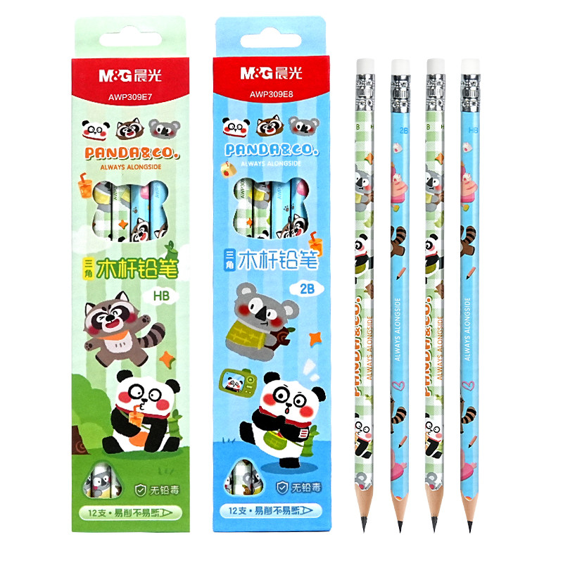 晨光熊猫木杆铅笔小学生专用