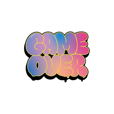 GAMEOVER手绘涂鸦字防水贴纸