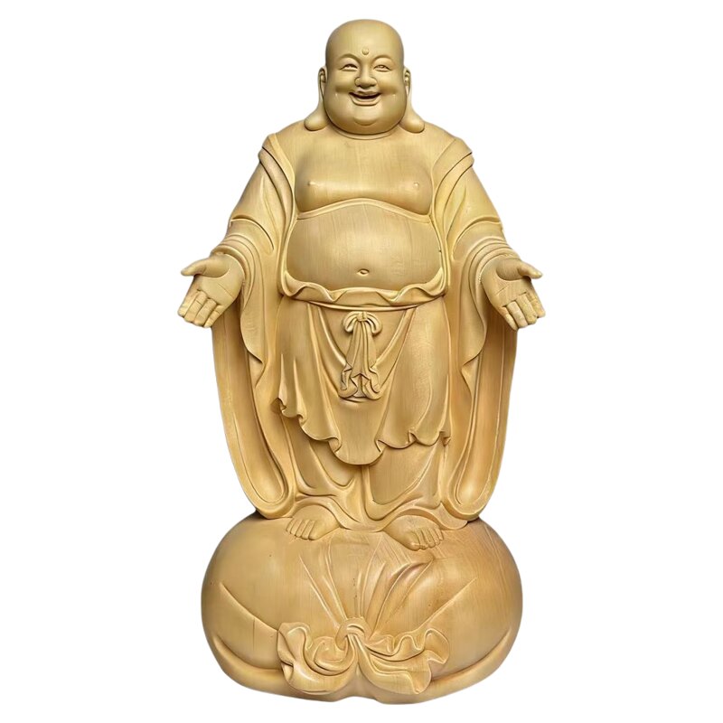 弥勒佛张开双手欢迎光临木雕摆件家居玄关摊开手臂布袋佛喜庆人物
