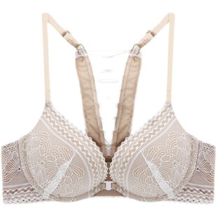 美背款一片式无钢圈前扣前边打开口内衣女 前开扣子前面扣文胸罩