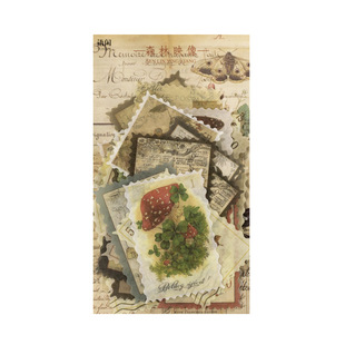 M｜时光邮局贴纸包60枚 复古邮票动植物花朵森系手账素材日记贴画