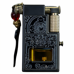 首领超长续航升级版大方砖创意抬臂侧滑透明油仓煤油打火机送男友