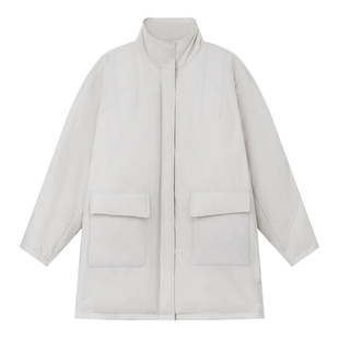 孙文秀STUDIO 大鹅”简约派克工装风水泥灰安心绒保暖鹅绒服立领