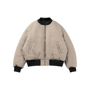 VMCL 双面穿 格纹千鸟格/黑色短宽夹棉MA1夹克外套男女vermicelli