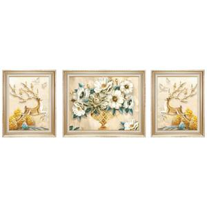 客厅装饰画沙发背景墙画欧式三联画轻奢餐厅美式玄关壁画简欧挂画