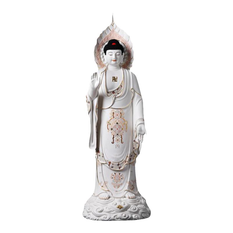 戴玉堂林弋新陶瓷摆件《1米释迦牟尼立像金彩》大型佛像玄关摆设