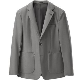 HLA/海澜之家灯芯绒西服2026冬季新撞色条纹金属胸针平驳领外套男