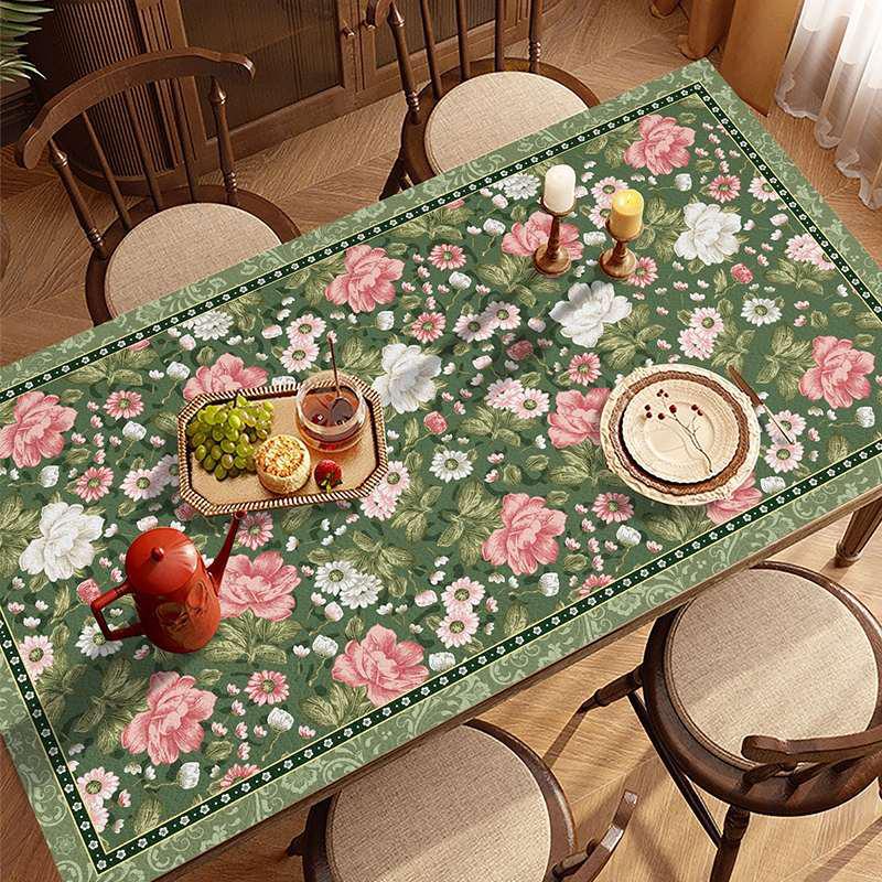 初夏花期系列桌垫桌布轻奢高级感皮革茶几垫布防水防油免洗台布