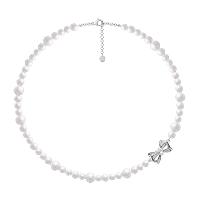 气质百搭珍珠蝴蝶结锁骨链女