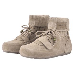 MILLIE'S/妙丽反绒皮袜靴女冬季加绒内增高系带勃肯鞋短靴棉鞋子