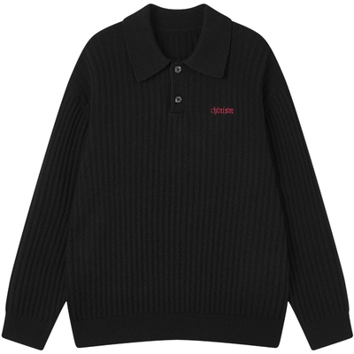 CHINISM赤尘羊毛混纺翻领毛衣